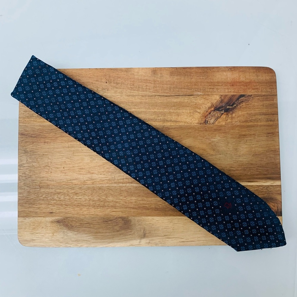 Christian Dior Blue and Black 100% Silk Tie